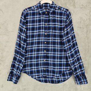 Abercrombie & Fitch Shirt Womens S Blue Plaid Flannel Preppy Lightweight Tunic